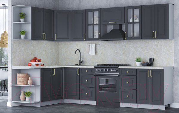 Изображение товара Кухонный гарнитур Интерлиния Мила Шато 1.7x3.0 левая (пепел/пепел/опал светлый)