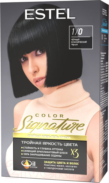 Изображение товара Крем-краска для волос Estel Color Signature 1/0 (черный классический)