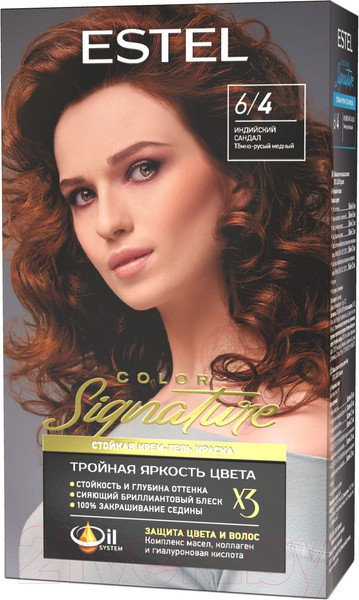 Изображение товара Крем-краска для волос Estel Color Signature 6/4 (индийский сандал)