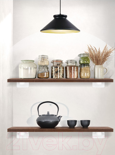 Изображение товара Полка Millwood Настенная с кронштейном 70x20 (дуб темный/белый)