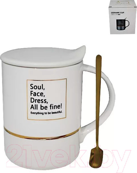 Изображение товара Кружка с ложкой Lenardi 106-009 (с крышкой)