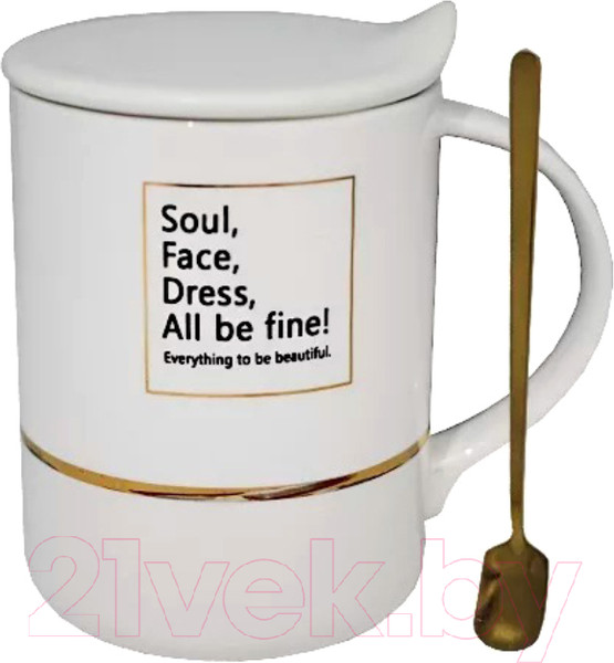 Изображение товара Кружка с ложкой Lenardi 106-009 (с крышкой)