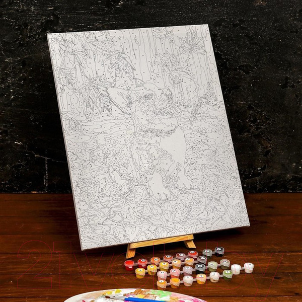 Изображение товара Картина по номерам Школа талантов Корги в осенней листве / 5005795