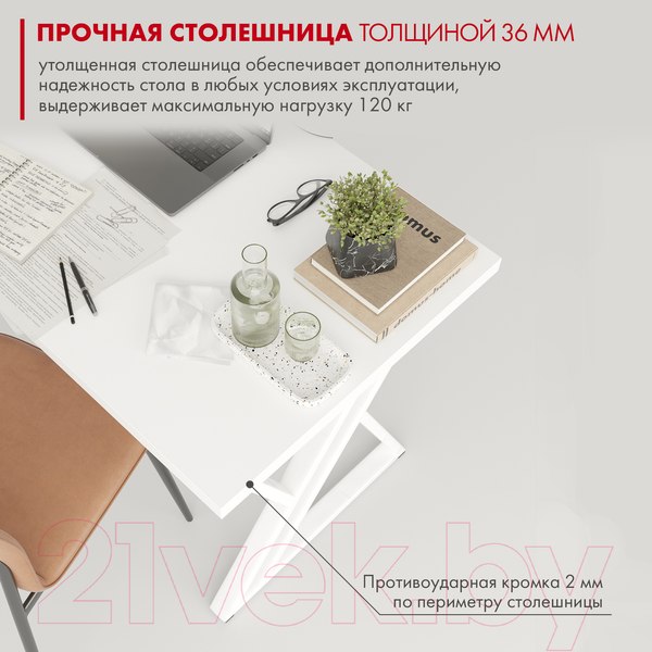Изображение товара Письменный стол Domus Гранд / 12.016.401.01 (белый/металл белый)