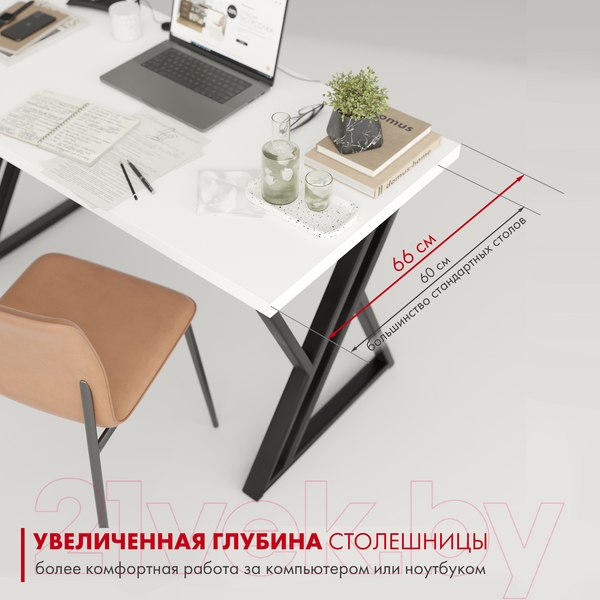 Изображение товара Письменный стол Domus Гранд / 12.016.401.02 (белый/металл черный)