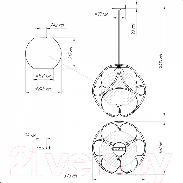 Изображение товара Потолочный светильник Элетех Романо 213 НСБ 01-60-183 Е27 / 1005405229 (черный муар)