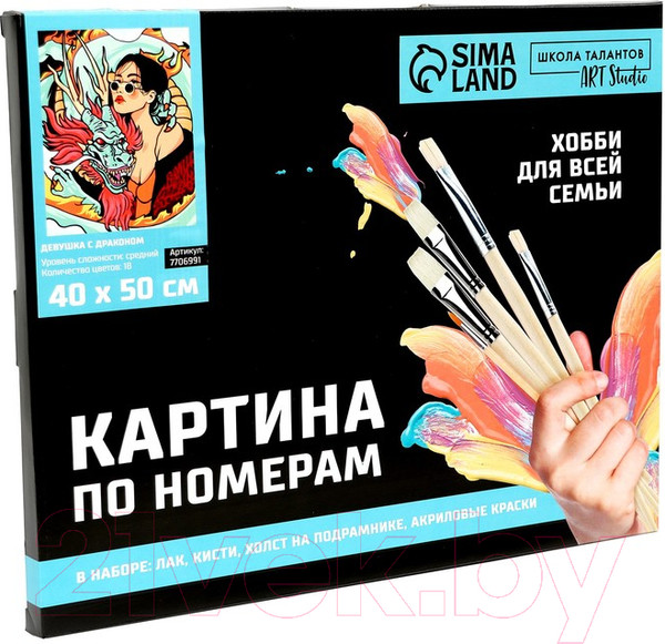 Изображение товара Картина по номерам Школа талантов Девушка с драконом / 7706991