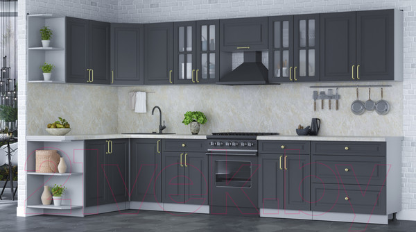 Изображение товара Кухонный гарнитур Интерлиния Мила Шато 1.7x3.6 левая (пепел/пепел/опал светлый)