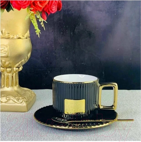 Изображение товара Чашка с блюдцем Lenardi 106-159 (с ложкой)