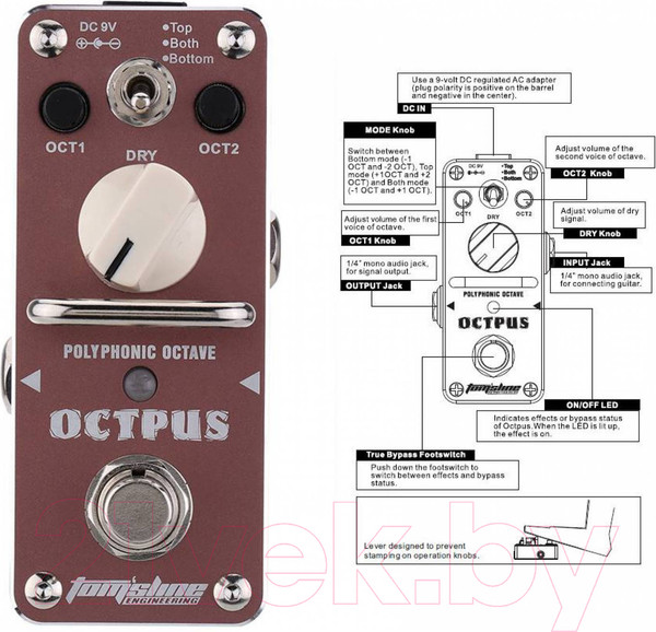 Изображение товара Педаль электрогитарная Tomsline Octpus Polyphonic Octave / AOS-3