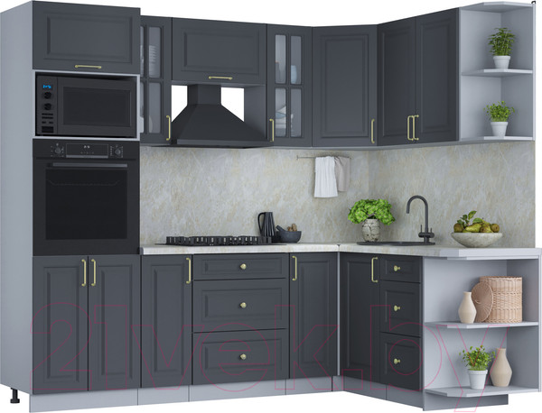 Изображение товара Кухонный гарнитур Интерлиния Мила Шато 1.68x2.4 ВТ правая (пепел/пепел/опал светлый)