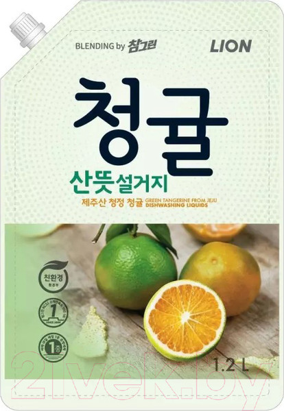 Изображение товара Средство для мытья посуды Lion Unripe Green Tangerine By Chamgreen Refill (1.2л)