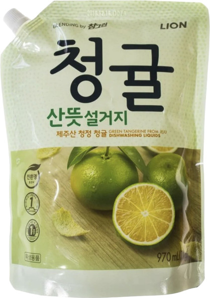 Изображение товара Средство для мытья посуды Lion Unripe Green Tangerine By Chamgreen Refill (970мл)