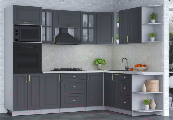 Изображение товара Кухонный гарнитур Интерлиния Мила Шато 1.88x2.6 ВТ правая (пепел/пепел/опал светлый)