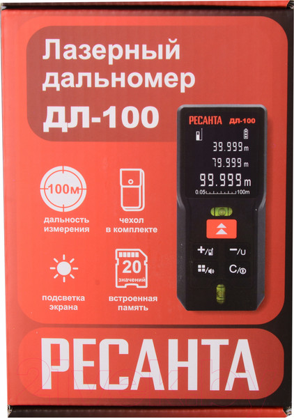 Изображение товара Лазерный дальномер Ресанта ДЛ-100 (61/10/532)