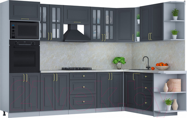 Изображение товара Кухонный гарнитур Интерлиния Мила Шато 1.88x3.0 ВТ правая (пепел/пепел/опал светлый)