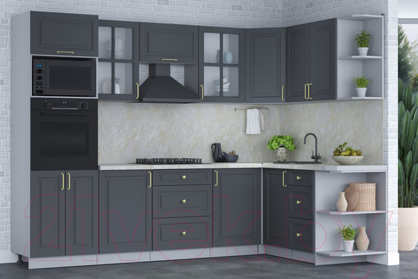 Изображение товара Кухонный гарнитур Интерлиния Мила Шато 1.68x2.8 ВТ правая (пепел/пепел/опал светлый)