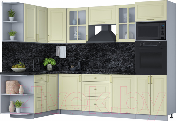 Изображение товара Кухонный гарнитур Интерлиния Мила Шато 1.68x2.8 ВТ левая (белый/белый/кастилло темный)