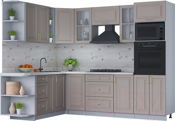 Изображение товара Кухонный гарнитур Интерлиния Мила Шато 1.88x2.6 ВТ левая (луна/луна/бискайская сосна)