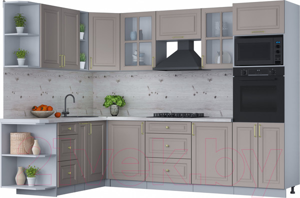 Изображение товара Кухонный гарнитур Интерлиния Мила Шато 1.88x2.8 ВТ левая (луна/луна/бискайская сосна)