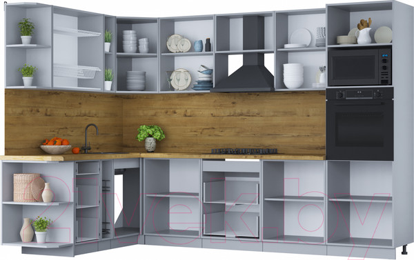 Изображение товара Кухонный гарнитур Интерлиния Мила Шато 1.88x3.0 ВТ левая (белый/белый/кастилло темный)