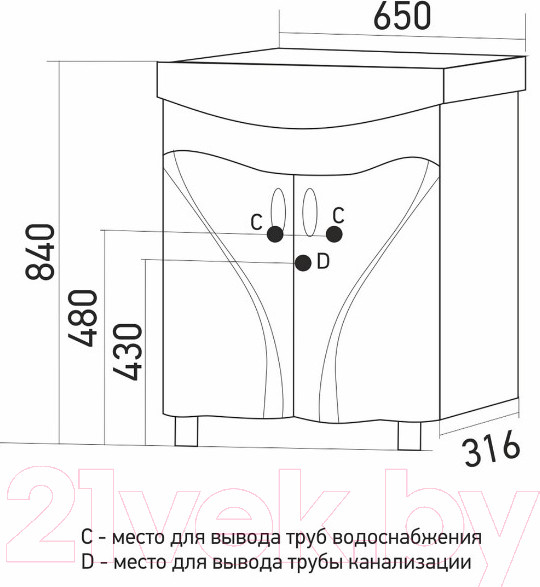 Изображение товара Тумба под умывальник Mixline Лима 65 551703