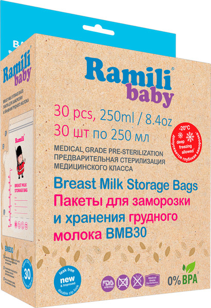 Изображение товара Набор пакетов для хранения молока Ramili Baby BMB30