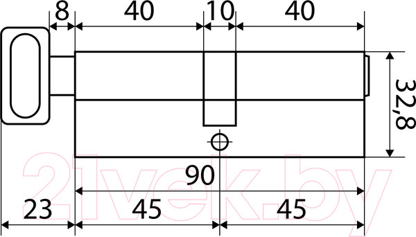 Изображение товара Цилиндровый механизм замка Стандарт Max 90 (45х45В) SN перф. ключ/вертушка (5 ключей)