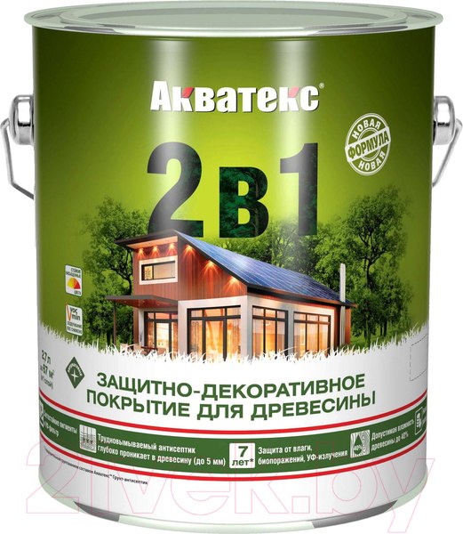 Изображение товара Защитно-декоративный состав Акватекс 2в1 (2.7л, белый)