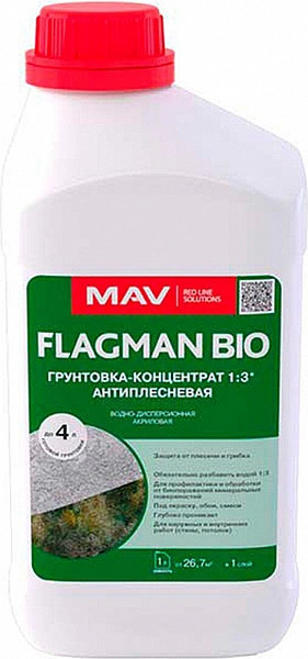 Изображение товара Грунтовка MAV Flagman Bio антиплесневая (1л, бесцветный)
