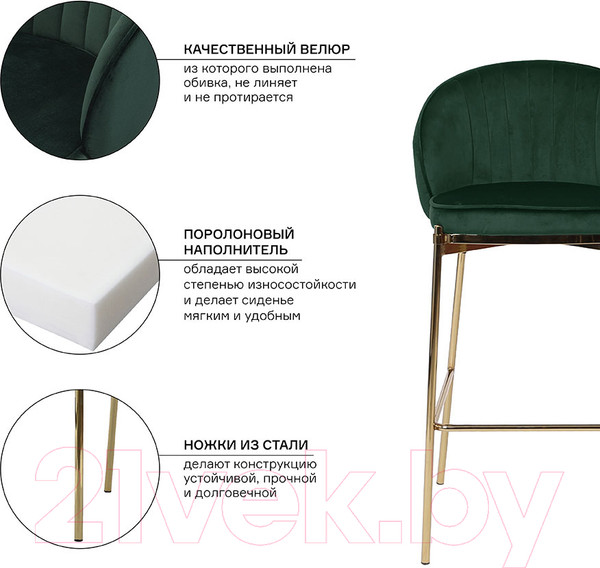 Изображение товара Стул барный Bergenson Bjorn Coral / BEBA-CO10888 (темно-зеленый)