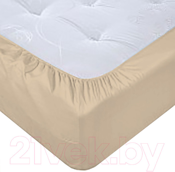Изображение товара Простыня Luxsonia Поплин на резинке 90x200 / Мр0040-5 (бежевый)