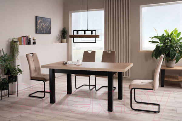 Изображение товара Обеденный стол Signal Presto 140-218x80 (дуб артизан/черный)