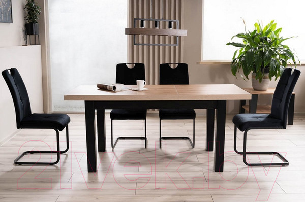 Изображение товара Обеденный стол Signal Presto 140-218x80 (дуб артизан/черный)