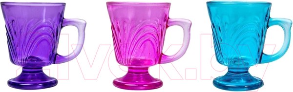 Изображение товара Набор кружек Herevin Colored Paited Footed 131601-001 (3шт, фиолетовый/розовый/голубой)