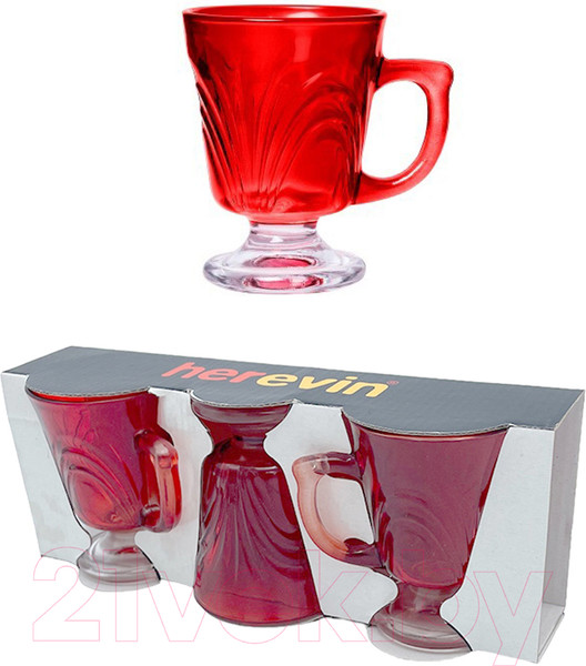 Изображение товара Набор кружек Herevin Paited Red Footed 131601-003 (3шт, красный)