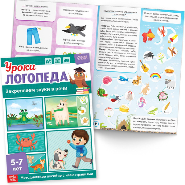 Изображение товара Набор развивающих книг Буква-ленд Уроки логопеда. 5-7 лет / 9403877, мягкая обложка