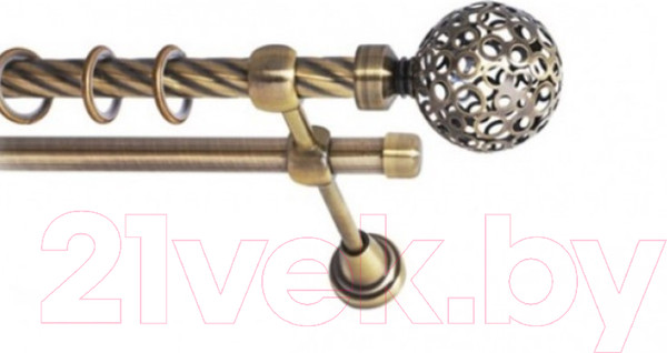 Изображение товара Набор наконечников для карниза Lm Decor YF095 Ажур 16мм (2шт, антик)