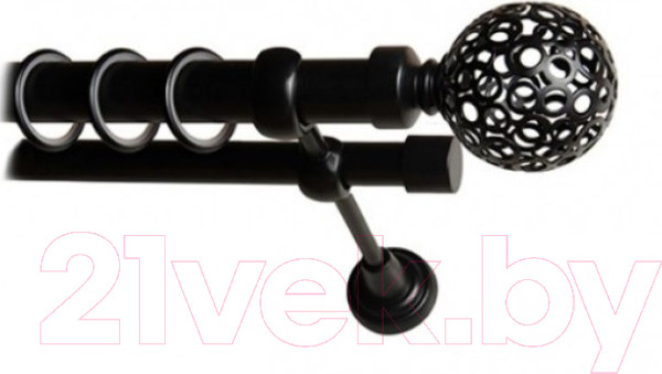 Изображение товара Набор наконечников для карниза Lm Decor YF095 Ажур 19мм (2шт, черный матовый)