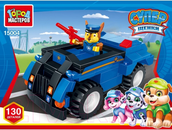 Изображение товара Конструктор Город мастеров Супер щенки: полицейская машина / 15004-KY (130эл)