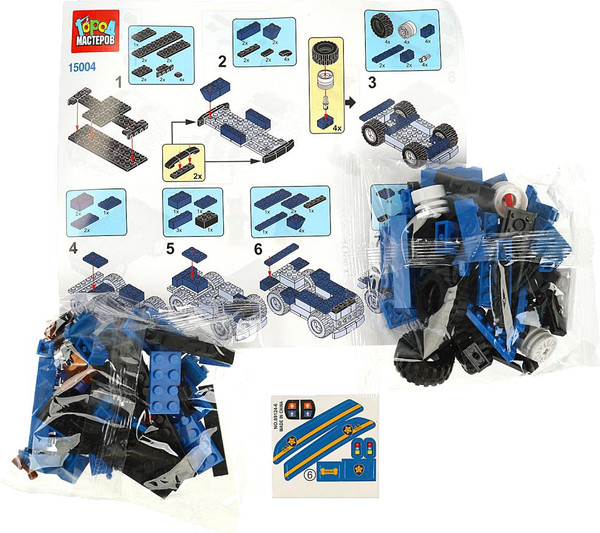 Изображение товара Конструктор Город мастеров Супер щенки: полицейская машина / 15004-KY (130эл)