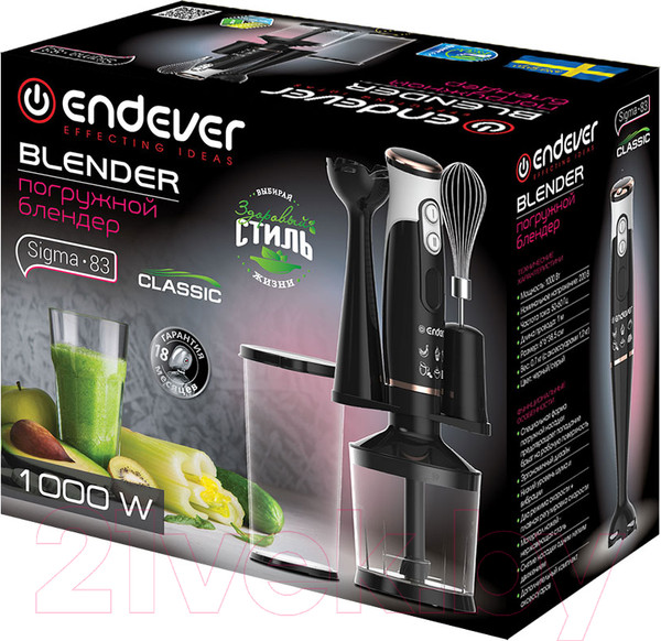 Изображение товара Блендер погружной Endever Sigma-83 (черный/белый)
