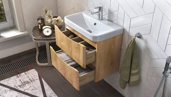 Изображение товара Тумба под умывальник Velvex Clay 60.2Y / tpCLA.60.2Y-230 (дуб верона)