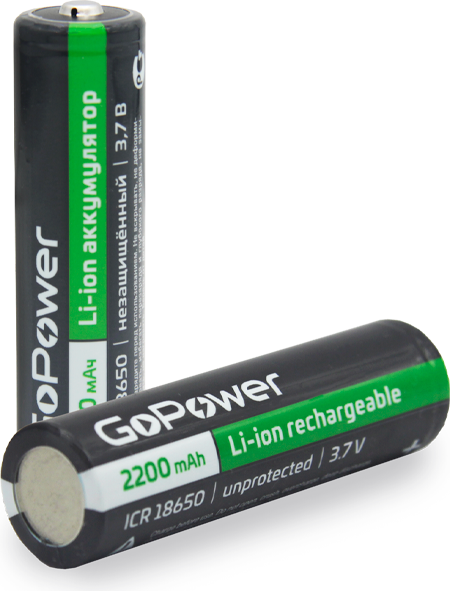 Изображение товара Аккумулятор GoPower 18650 Li-ion 3.7В 2200мАч / 00-00024890