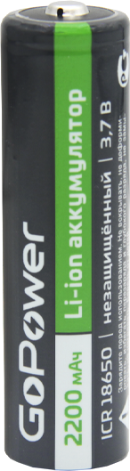 Изображение товара Аккумулятор GoPower 18650 Li-ion 3.7В 2200мАч / 00-00024890