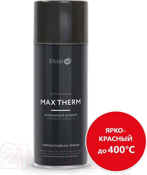 Изображение товара Эмаль Elcon Термостойкая до 400C (520мл, ярко-красный)