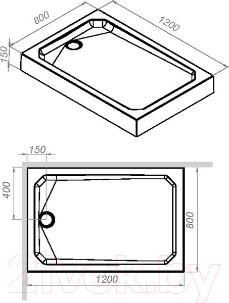 Изображение товара Душевой поддон AM.PM Gem W90T-404-12080W