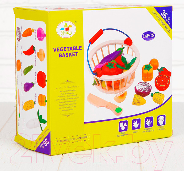 Изображение товара Набор игрушечных продуктов Sima-Land Овощи в корзине / 3048132