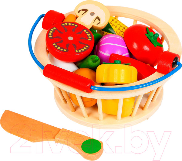 Изображение товара Набор игрушечных продуктов Sima-Land Овощи в корзине / 3048132