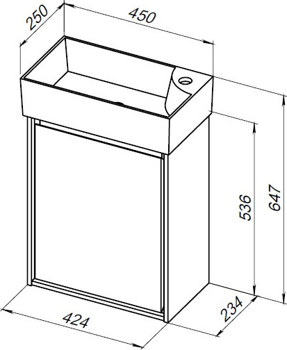 Изображение товара Тумба под умывальник Aquanet Милан 45 / 306378 (черный глянец)